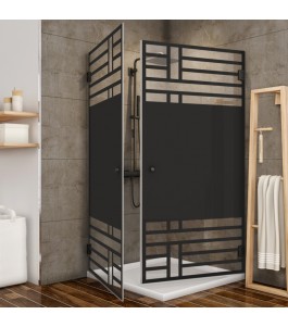 Eck-Duschkabine Bias-02 - Pendelband - Schwarz - Loft 5