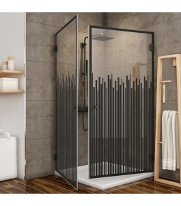 Eck-Duschkabine Bias-02 - Pendelband - Schwarz - Loft 6