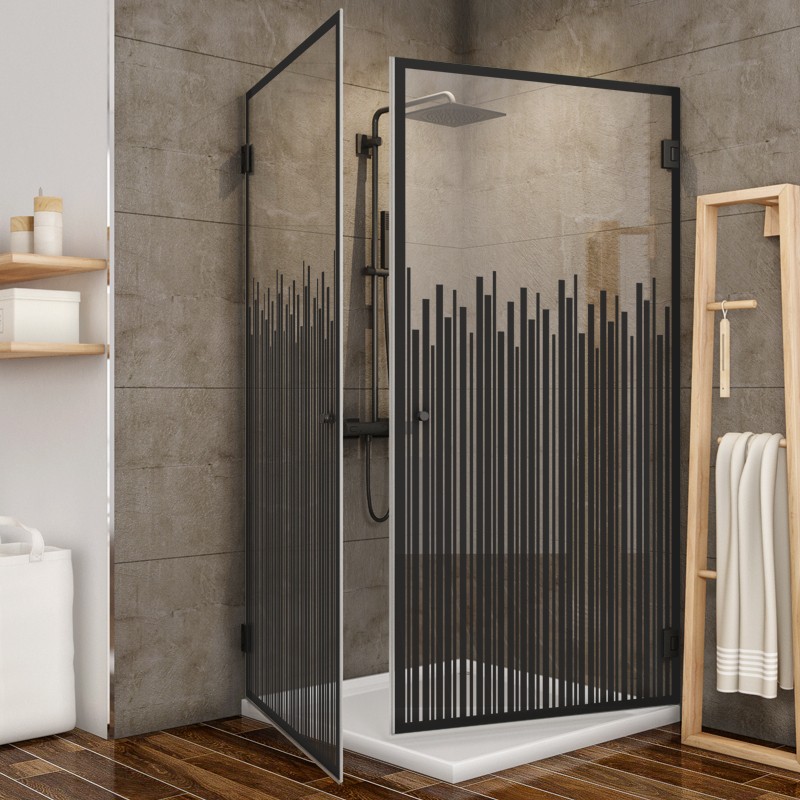 Eck-Duschkabine Bias-02 - Pendelband - Schwarz - Loft 6 Eck-Duschkabine Bias-02 - Pendelband - Schwarz - Loft 6