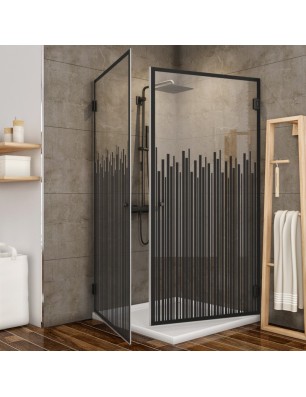 Eck-Duschkabine Bias-02 - Pendelband - Schwarz - Loft 6