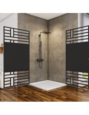 Eck-Duschkabine Bias-02 - Pendelband - Schwarz - Loft 5